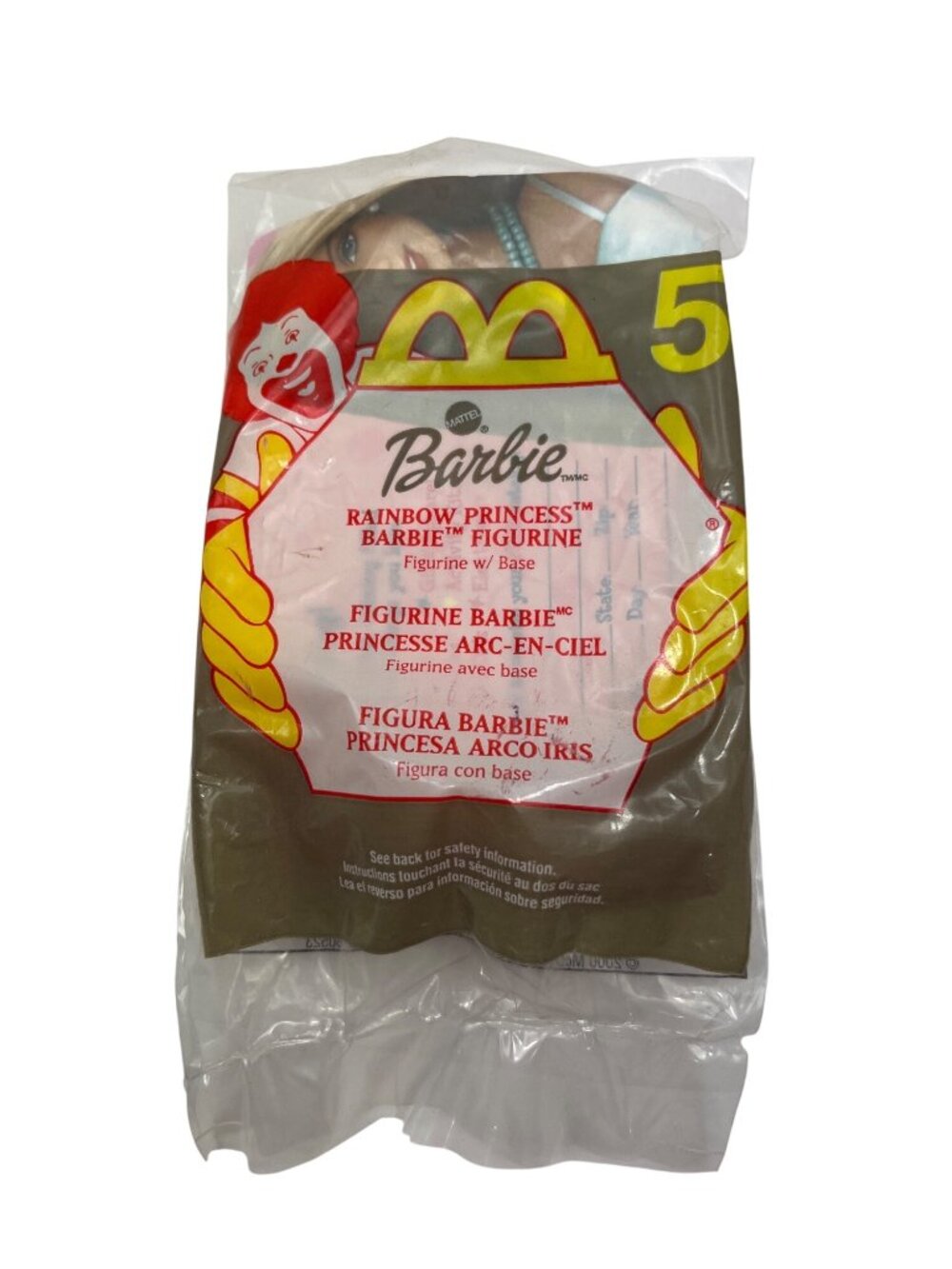 Barbie Rainbow Princess Figurine W/ Base McDonalds 2000 Toy New Sealed 53o